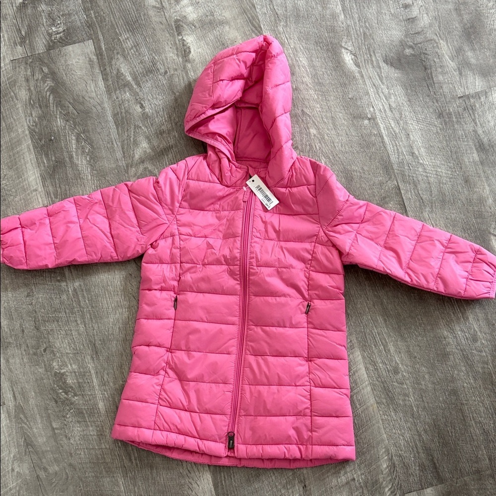 Amazon Essentials Pink Hooded Puffer Jacket